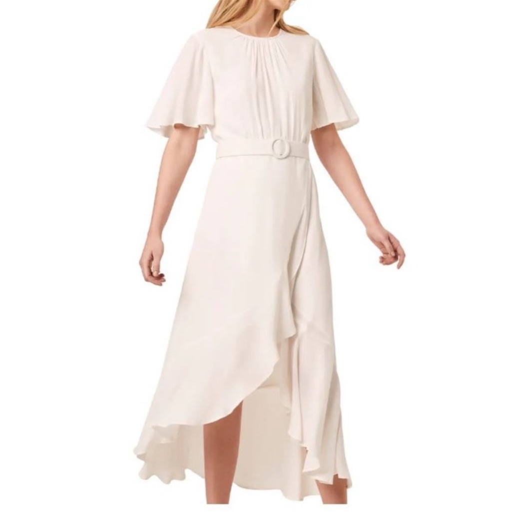 New French Connection Emina Belted High Low Midi Dress